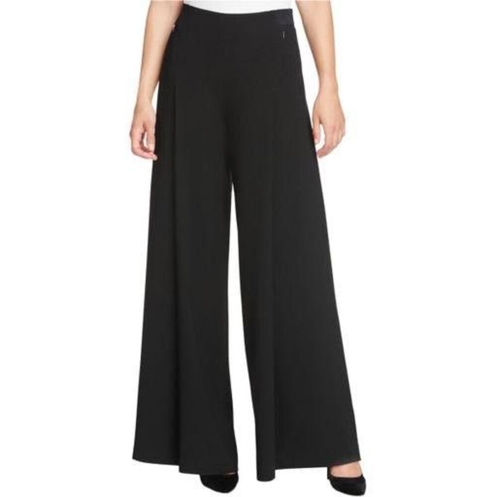Elie Tahari Reese Wide Leg Gaucho Pants Women 10 Black Crepe Dress Workwear